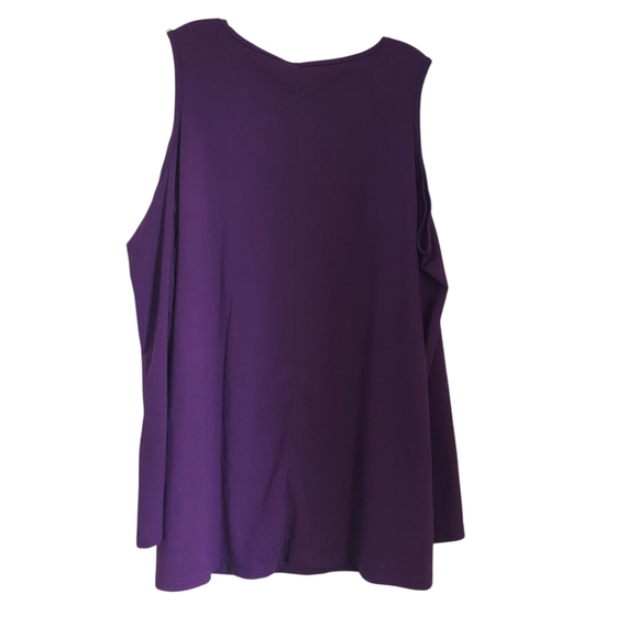 Purple Cold Shoulder Top With Zipper - Picture 2 of 3